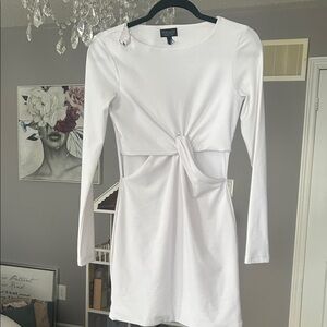 Topshop cut out White Long Sleeve Dress size small